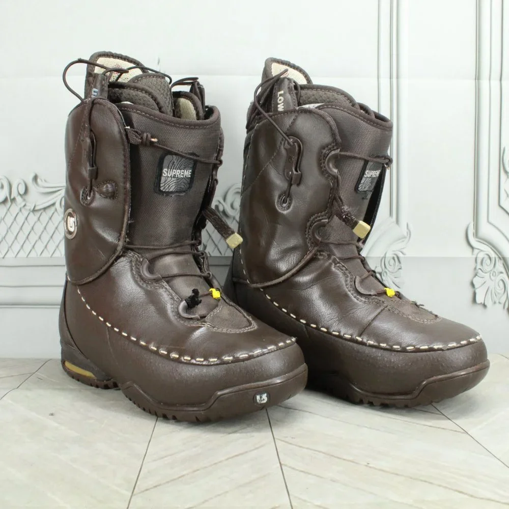 Burton Supreme Brown Leather Nylon Snowboard Boots Size 6.5 - Picture 3 of 9